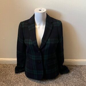 Talbots Green Tartan Plaid Wool Blend Blazer Jacket
 Sz 2P